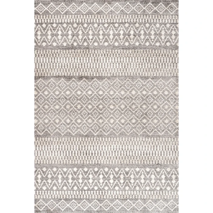 Ifrane Berber Geometric Stripe Gray/Cream 3 ft. x 5 ft. Area Rug