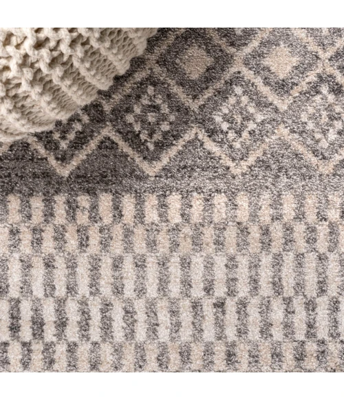 Ifrane Berber Geometric Stripe Gray/Cream 2 ft. x 10 ft. Runner Rug