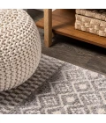 Ifrane Berber Geometric Stripe Gray/Cream 2 ft. x 10 ft. Runner Rug