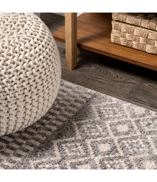 Ifrane Berber Geometric Stripe Gray/Cream 2 ft. x 10 ft. Runner Rug