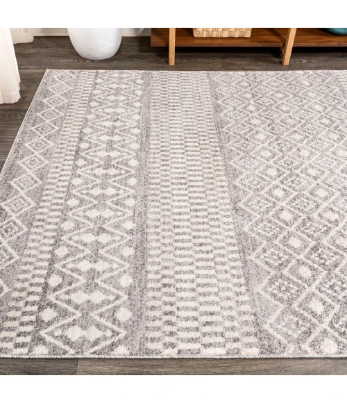 Ifrane Berber Geometric Stripe Gray/Cream 3 ft. x 5 ft. Area Rug