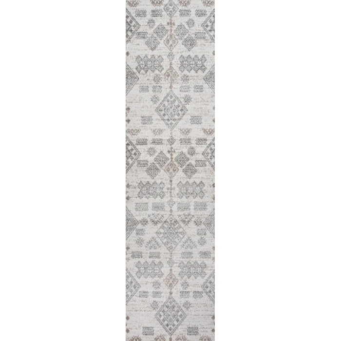 Bhalil Berber Diamond Geometric Beige/Gray 2 ft. x 10 ft. Runner Rug