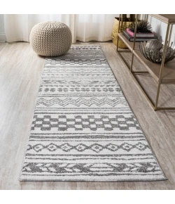 Jonathany Moroccan Hype MOH303A Light Gray/Cream Area Rug 2 ft. 3 in. X 10 ft. Runner