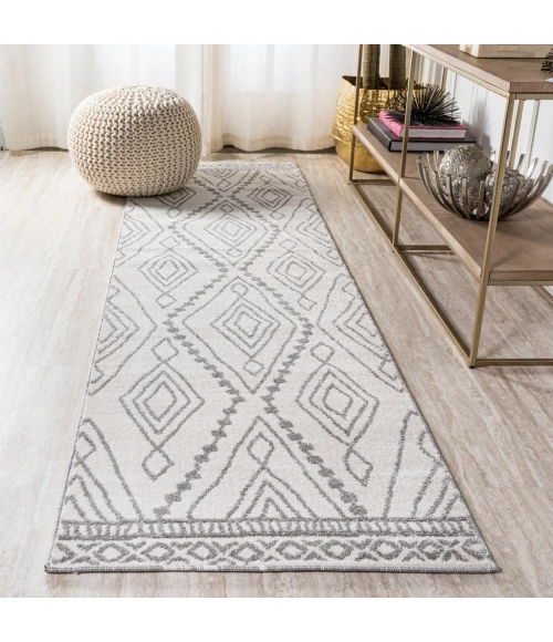 Rih Moroccan Style Diamond Ivory/Gray 2 ft. x 10 ft. Runner Rug