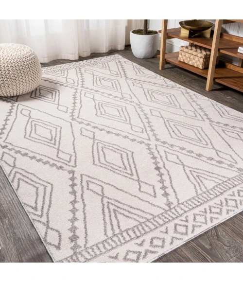 Rih Moroccan Style Diamond Ivory/Gray 3 ft. x 5 ft. Area Rug