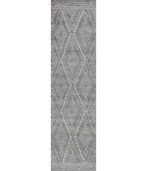 Rih Moroccan Style Diamond Gray/Ivory 2 ft. x 10 ft. Runner Rug