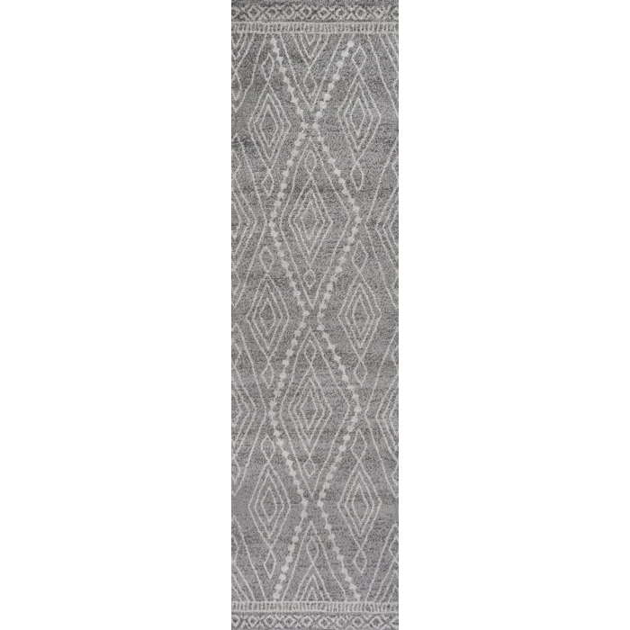 Rih Moroccan Style Diamond Gray/Ivory 2 ft. x 10 ft. Runner Rug