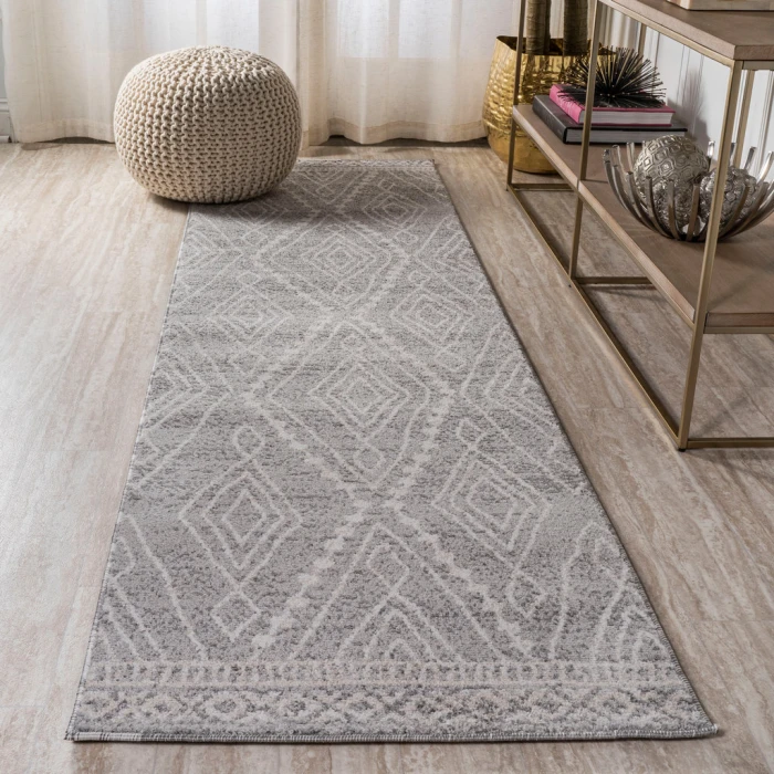 Rih Moroccan Style Diamond Gray/Ivory 2 ft. x 10 ft. Runner Rug