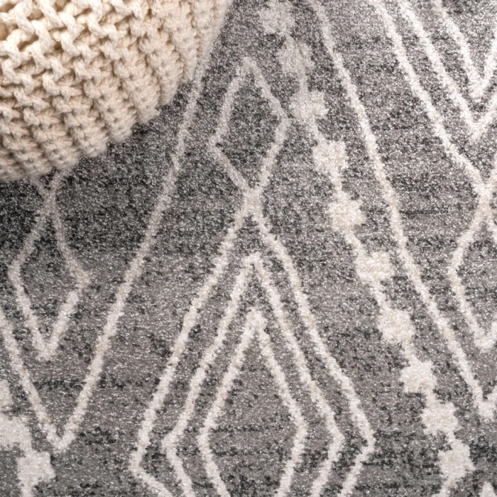 Rih Moroccan Style Diamond Gray/Ivory 2 ft. x 10 ft. Runner Rug