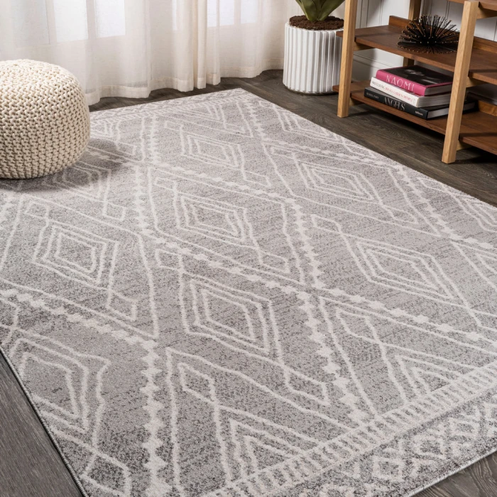 Rih Moroccan Style Diamond Gray/Ivory 8 ft. x 10 ft. Area Rug