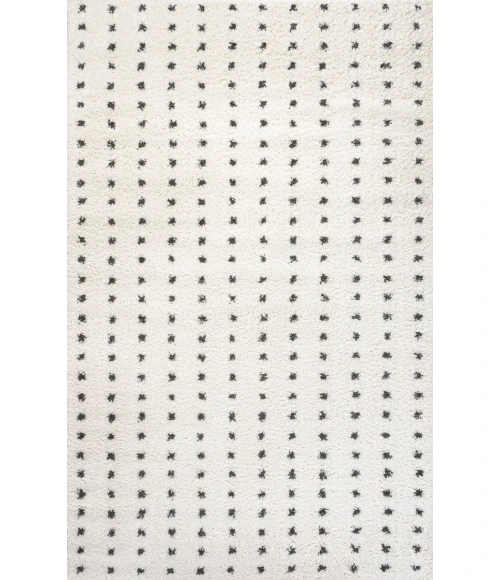 Pele Modern Geometric Dot Shag White/Gray 5 ft. x 8 ft. Area Rug