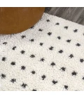 Pele Modern Geometric Dot Shag White/Gray 2 ft. x 10 ft. Runner Rug