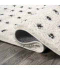Pele Modern Geometric Dot Shag White/Gray 2 ft. x 10 ft. Runner Rug