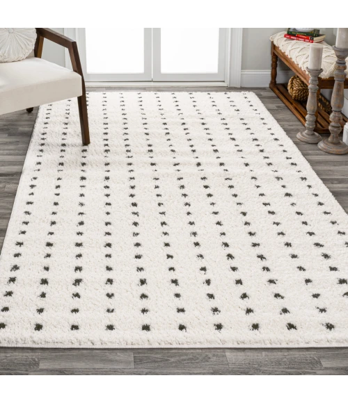 Pele Modern Geometric Dot Shag White/Gray 5 ft. x 8 ft. Area Rug