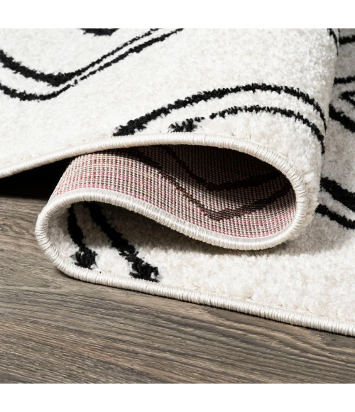 Deia Moroccan Style Diamond Shag White/Gray 2 ft. x 10 ft. Runner Rug