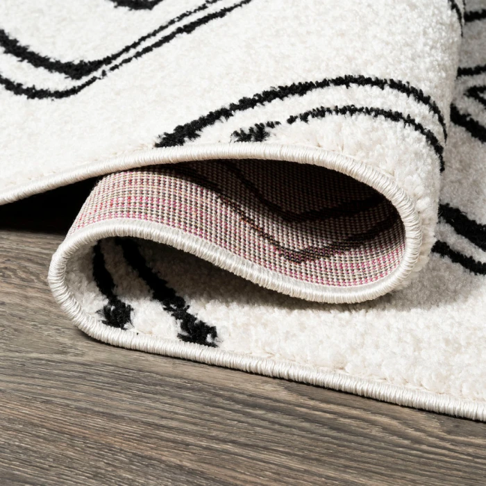 Deia Moroccan Style Diamond Shag White/Gray 2 ft. x 10 ft. Runner Rug