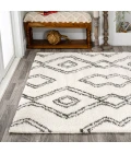 Deia Moroccan Style Diamond Shag White/Gray 5 ft. x 8 ft. Area Rug