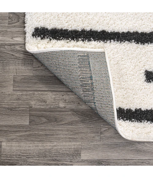 Alaro Berber Stripe Shag White/Gray 3 ft. x 5 ft. Area Rug