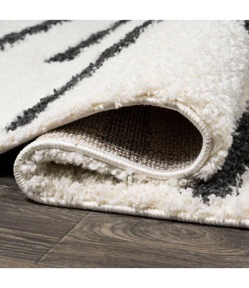 Alaro Berber Stripe Shag White/Gray 2 ft. x 8 ft. Runner Rug