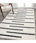 Alaro Berber Stripe Shag White/Gray 3 ft. x 5 ft. Area Rug