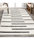 Alaro Berber Stripe Shag White/Gray 3 ft. x 5 ft. Area Rug