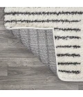 Petra Abstract Stripe Geometric Shag White/Gray 2 ft. x 8 ft. Runner Rug