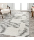 Petra Abstract Stripe Geometric Shag White/Gray 8 ft. x 10 ft. Area Rug