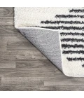 Elm Diamond Stripe Geometric Shag White/Gray 2 ft. x 10 ft. Runner Rug