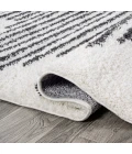 Elm Diamond Stripe Geometric Shag White/Gray 2 ft. x 10 ft. Runner Rug