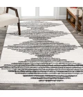 Elm Diamond Stripe Geometric Shag White/Gray 4 ft. x 6 ft. Area Rug
