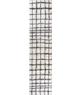 Arenal Geometric Grid Shag White/Gray 2 ft. x 10 ft. Runner Rug
