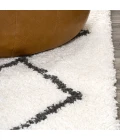 Cami Moroccan Style Diamond Shag White/Gray 4 ft. x 6 ft. Area Rug