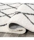 Cami Moroccan Style Diamond Shag White/Gray 2 ft. x 8 ft. Runner Rug