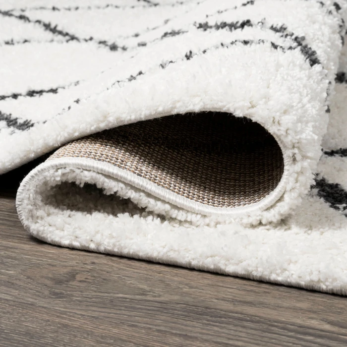 Cami Moroccan Style Diamond Shag White/Gray 2 ft. x 8 ft. Runner Rug