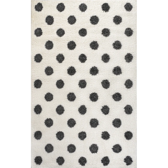 Pere Modern Charcoal Dot Shag White/Gray 4 ft. x 6 ft. Area Rug
