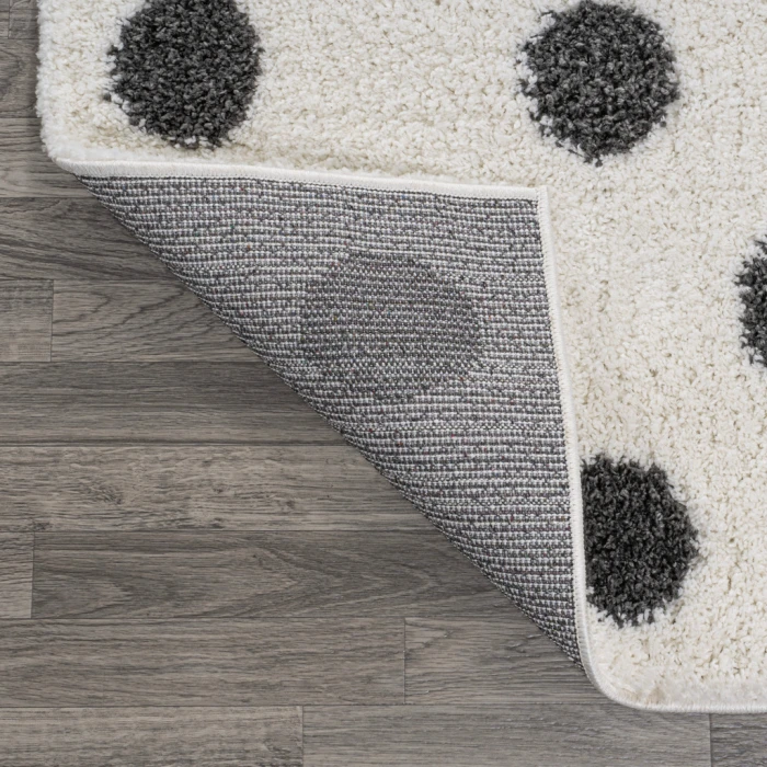 Pere Modern Charcoal Dot Shag White/Gray 2 ft. x 10 ft. Runner Rug