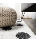 Pere Modern Charcoal Dot Shag White/Gray 2 ft. x 10 ft. Runner Rug
