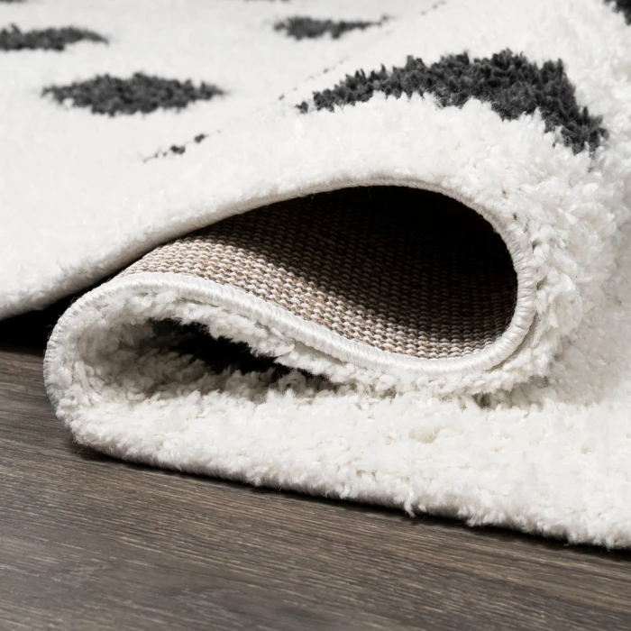 Pere Modern Charcoal Dot Shag White/Gray 2 ft. x 10 ft. Runner Rug