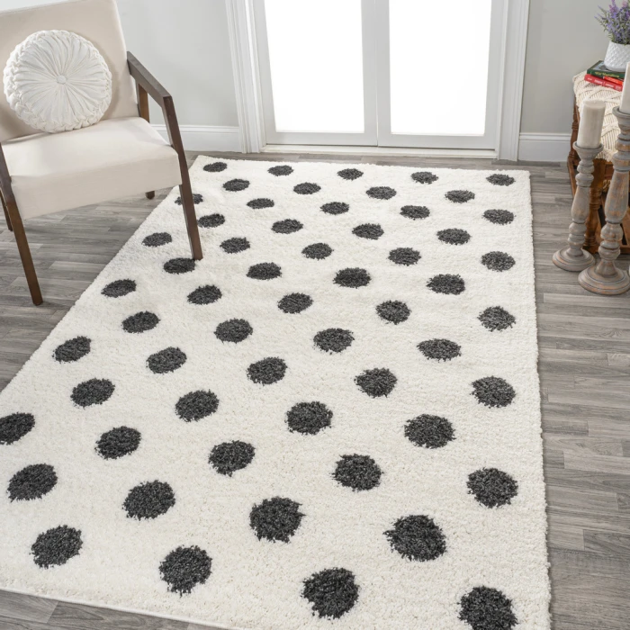 Pere Modern Charcoal Dot Shag White/Gray 4 ft. x 6 ft. Area Rug