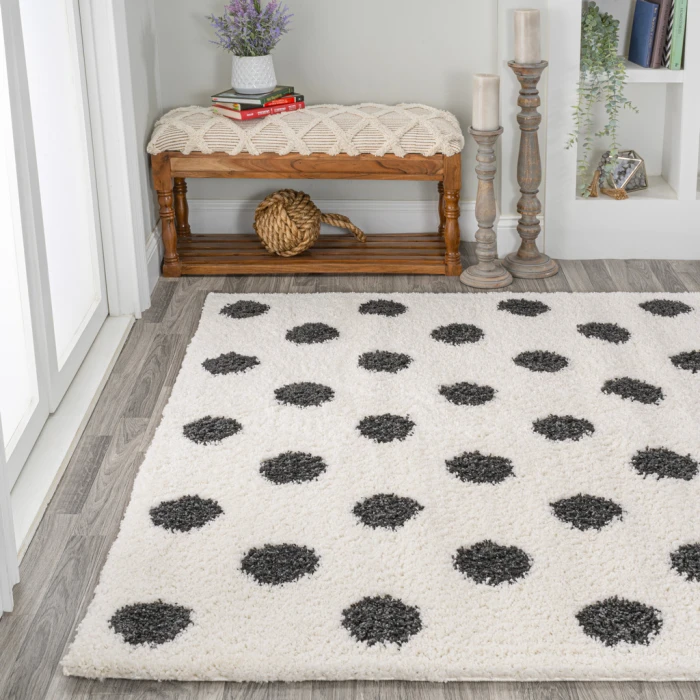 Pere Modern Charcoal Dot Shag White/Gray 4 ft. x 6 ft. Area Rug