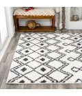 Caimari Moroccan Diamond Shag White/Gray 3 ft. x 5 ft. Area Rug