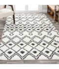 Caimari Moroccan Diamond Shag White/Gray 3 ft. x 5 ft. Area Rug