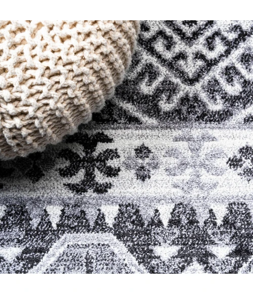 Sura Modern Kilim Geometric Gray/Anthracite 8 ft. x 10 ft. Area Rug