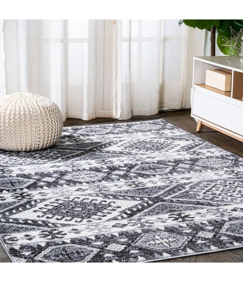 Sura Modern Kilim Geometric Gray/Anthracite 8 ft. x 10 ft. Area Rug