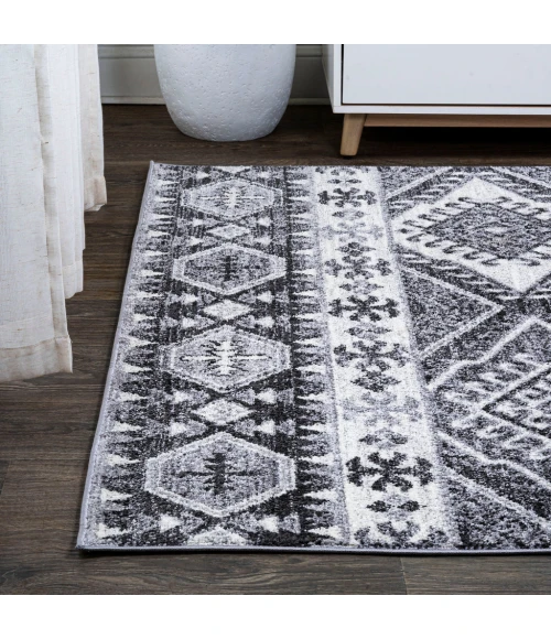 Sura Modern Kilim Geometric Gray/Anthracite 8 ft. x 10 ft. Area Rug