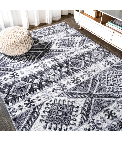 Sura Modern Kilim Geometric Gray/Anthracite 8 ft. x 10 ft. Area Rug