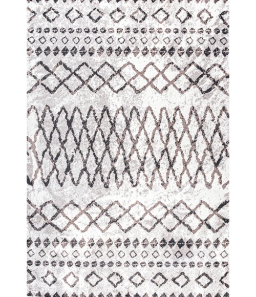 Aksil Moroccan Diamond Ivory/Brown 8 ft. x 10 ft. Area Rug