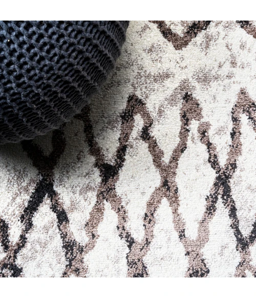 Aksil Moroccan Diamond Ivory/Brown 8 ft. x 10 ft. Area Rug