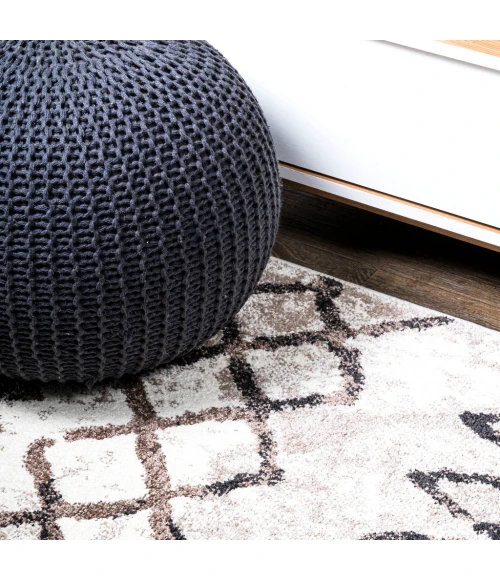 Aksil Moroccan Diamond Ivory/Brown 8 ft. x 10 ft. Area Rug