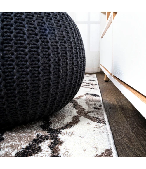 Aksil Moroccan Diamond Ivory/Brown 8 ft. x 10 ft. Area Rug